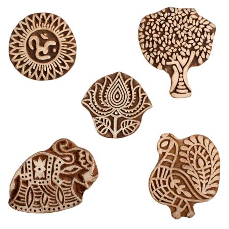 Set of 5 Piece New Mix Wooden Printing Block